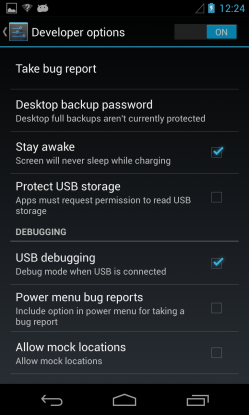 Developer Options on Nexus 4